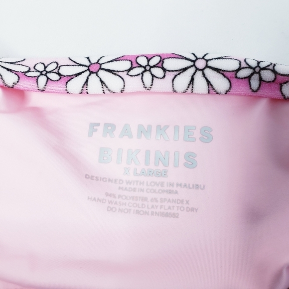 *Last Chance* NWT Frankie's Bikinis Pink Daisy Terry Swimsuit Top + Bottom XL - Picture 9 of 16